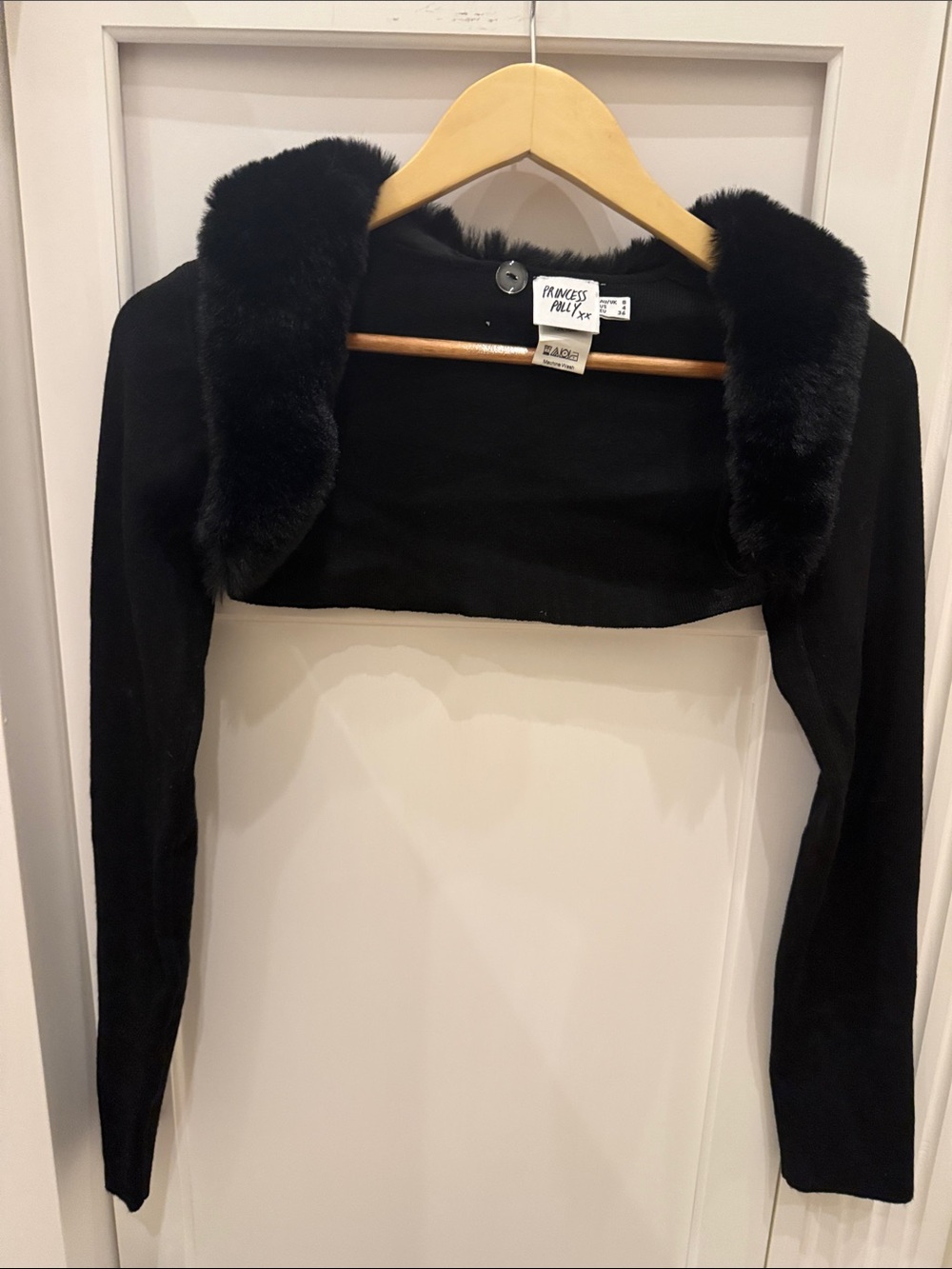 Princess Polly Black Faux Fur Cropped Bolero Jacket